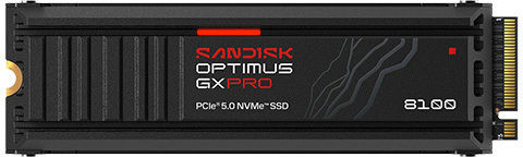 Sandisk Optimus GX Pro 8100 SSD 4TB M.2 mit PCI Express 5.0 Kommunikationsprotokoll und Kühlkörper (Kompatibel mit PlayStation 5) SDSP82400TAH-000E0