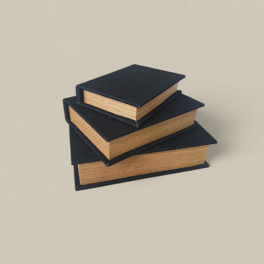 Set of Wooden Decorative Boxes in Book Shape 3 Pieces