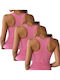 Sleeveless Cotton Women's T-Shirts with Racer Back Pink 3Pack