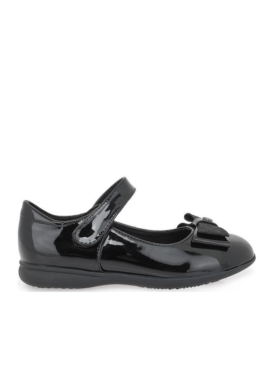 Kids Ballerinas with Hoop & Loop Closure Black