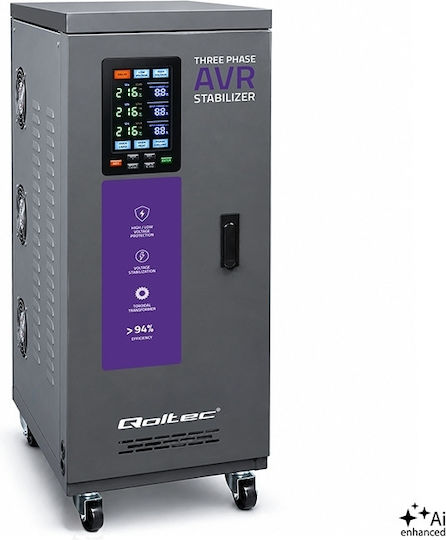 Three-phase Voltage Stabilizer Qoltec Avr Multiprotection 15 Kva Accuracy ± 3% Three-phase Servomotor Lcd Screen