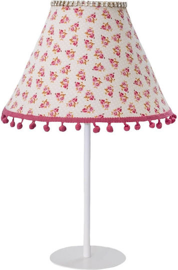 Small Metal Table Lamp with Pink Shade and White Base