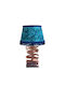 Mini Fish Driftwood Base Table Lamp for E27 Fitting with Blue Shade and Base