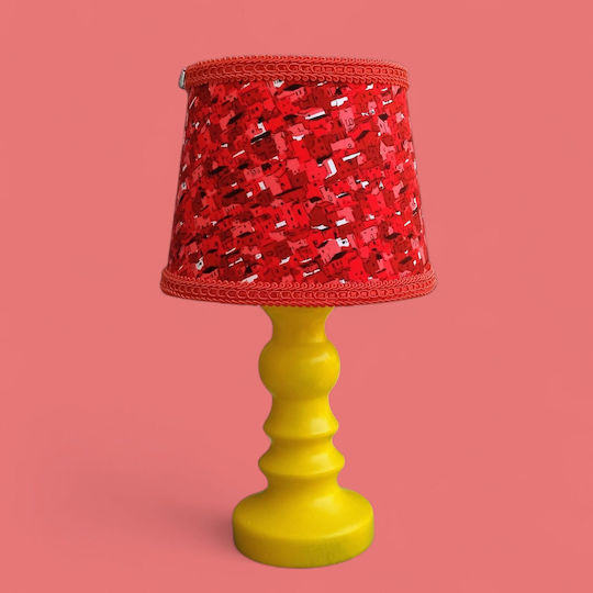 Town Table Lamp for E27 Fitting with Red Shade and Yellow Base
