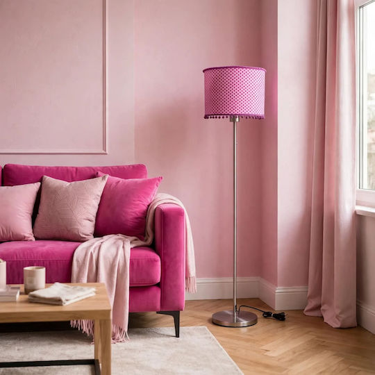 Fuchsia Dots Floor Lamp With E27 Lamp Bulb Base