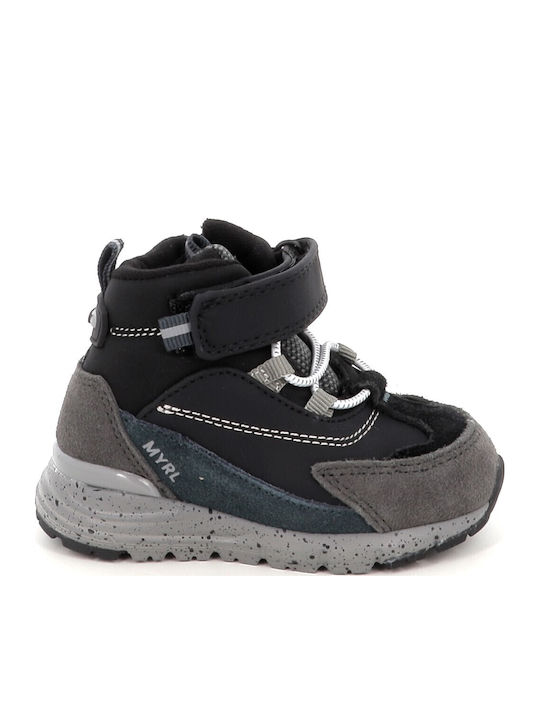 Suede Kids Ankle Boots with Zipper Black