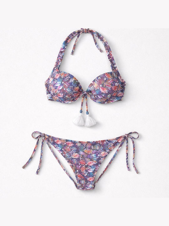 Set Bikini Push Up Brazil Ocean Print