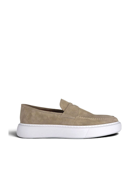 Loafers bărbătești din piele în Culoare Bej
