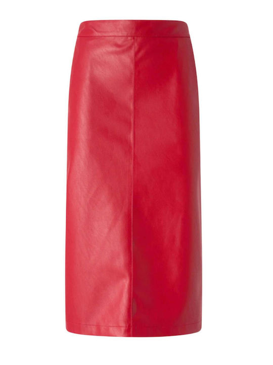Pencil Midi Skirt Red