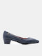 Spitze Pumps mit niedrigem Absatz Marineblau