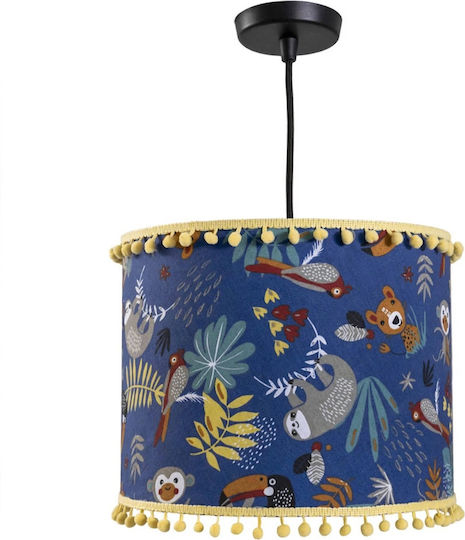 Tropical For Kids Einfaches Licht Kinderzimmer-Deckenleuchte Kremasto aus Stoff mit E27-Fassung Blau 35x25cm