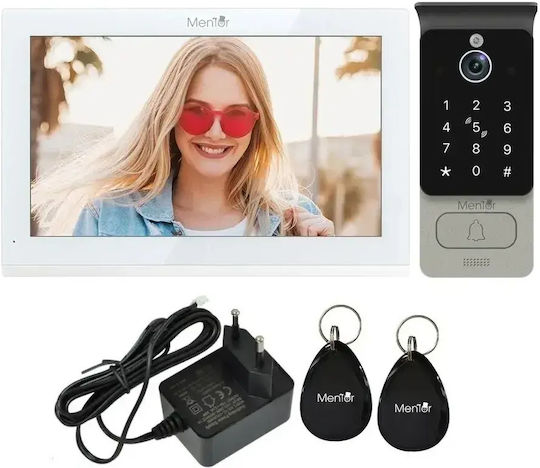 Smart Video Interfon Mentor Svk4102w 4 Fire Wi-Fi Card Pin Tuya App 10 Inch Ips Dvr Fhd 2mp Ip66 Alb