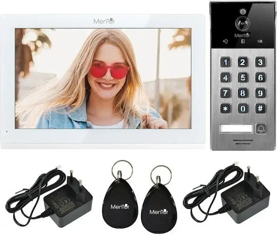 Interfon Video Inteligent Mentor Svk4103w 4 Fire WiFi Card Pin Aplicația Tuya 10 Inch Ips Dvr Ahd 2mp Ik07 Alb