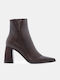 Wildleder Damen Stiefeletten Ankle Boots mit hohem Absatz Braun