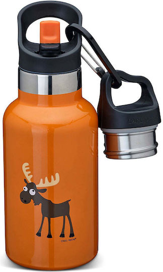 Carl Oscar Stainless Steel Kids Water Bottle Thermos Non Spill Orange 350ml