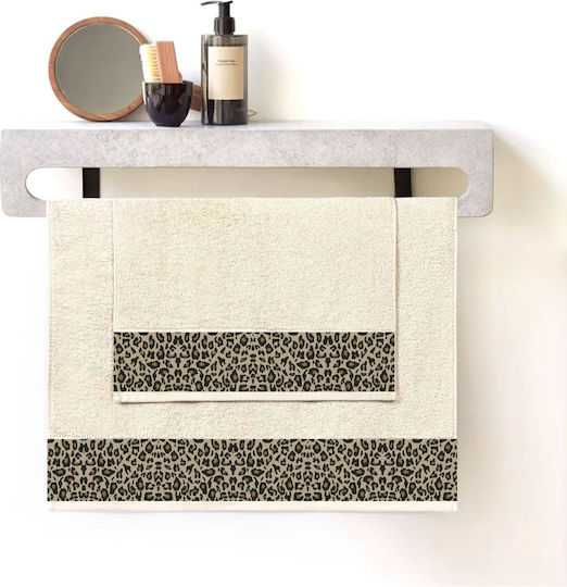 Rebeka Home Σετ Πετσέτες Μπάνιου 2τμχ Leopard Βάρους 400gr/m²