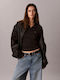 Women's Cotton Long Sleeve Black Blouse