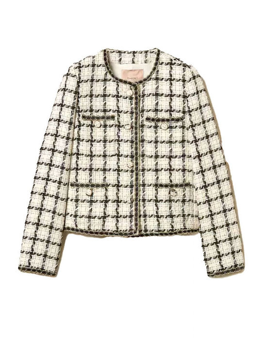 Twinset Women's Blazer Ecru-Black