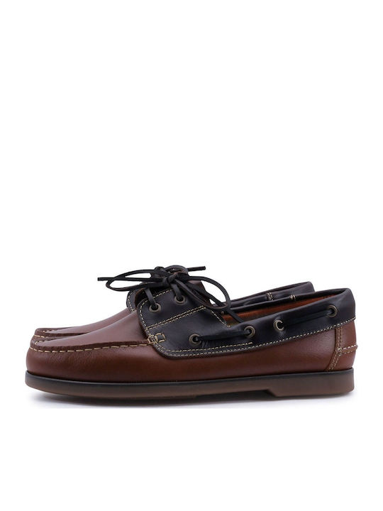 Leather Men's Boat Shoes in Tabac Brown Color