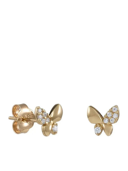 Kinderohrringe Nieten Schmetterlinge aus Gold 14K