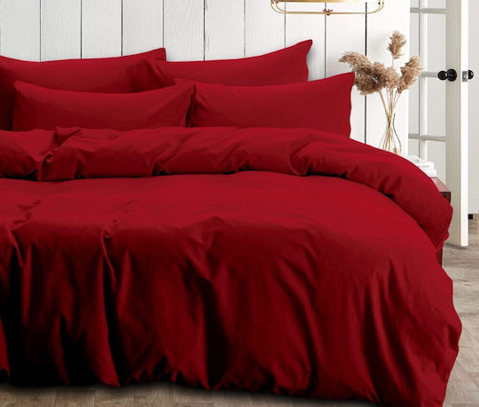 MayHome Σετ Πάπλωμα King Size 260x240εκ. Polycotton Κόκκινο 350 GSM