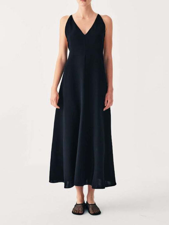 Sommer Maxi Abendkleid Slip Dress Schwarz