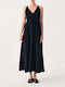 Sommer Maxi Abendkleid Slip Dress Schwarz
