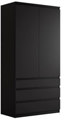 Comfivo Structor Doppeltür Kleiderschrank mit Spiegel Schwarz 100x52x202cm