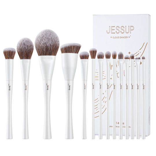 Jessup Beauty Set Profesional cu Pensule de Machiaj pentru Fundație din Perie Sintetică 14 Bucăți