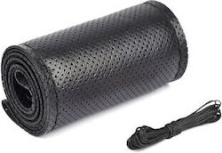 Husă pentru volan cu ață perforată din piele mărimea M 38 cm neagră premium Smartic model Sma-000150