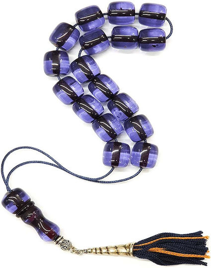 Roloi Komboloi Worry Beads with 17 Beads Made of Resin Length 33cm Purple