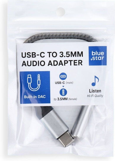 Blue Star USB-C Male to 3.5mm Female Grey