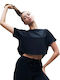 Γυναικείο Αθλητικό Crop Top Κοντομάνικο Μαύρο