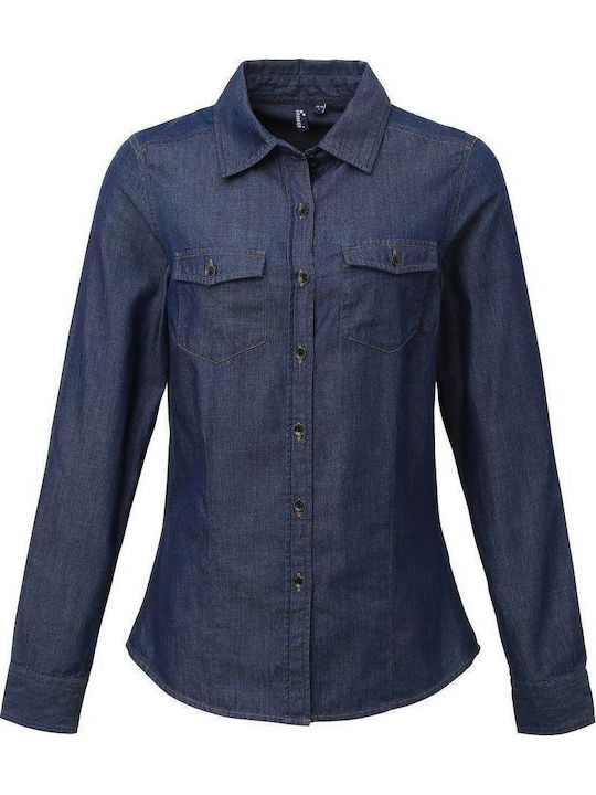 Long Sleeve Women's Denim Shirt Indigo Denim
