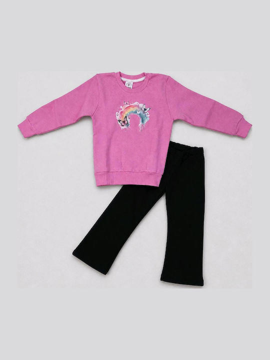 Kids Sweatpants Set With Top Pink