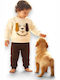 Kinder Sweatpants Set Ecru Kaffee