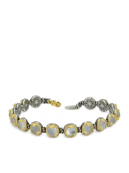 Goudassilver Damen Armband Mit Byzantinischem Design Aus Vergoldetem Silber 18cm
