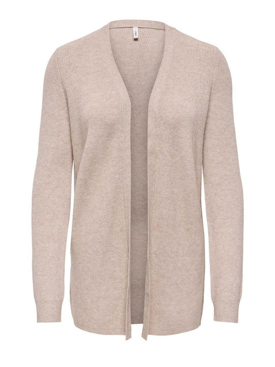 Only Kurze Gestrickte Damen Strickjacke Beige