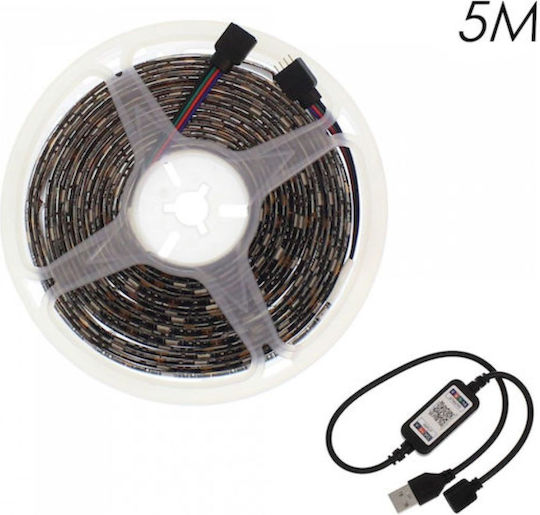 Rixme Waterproof Smart LED Strip USB 5V RGB Light 5m SMD5050 Type with Power Supply