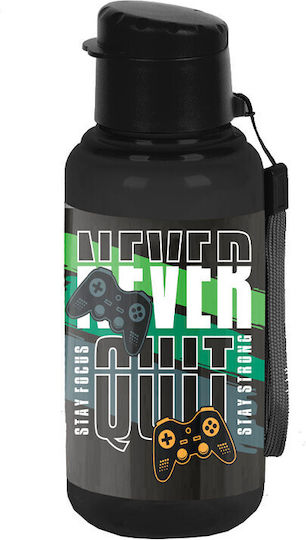 Paso Kinder Trinkflasche mit Stroh Schwarz 500ml