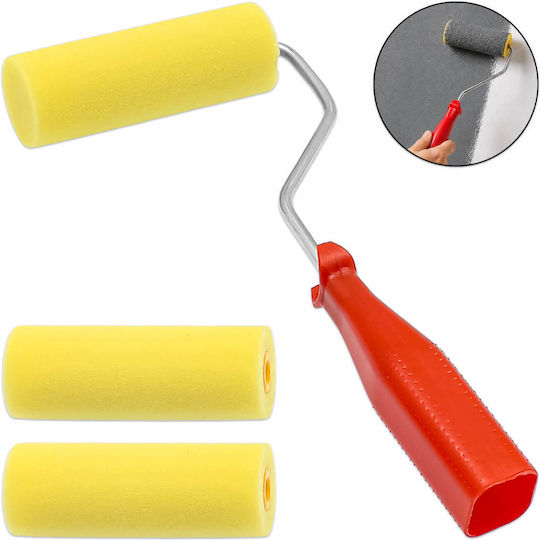 Set 3 Farbroller 10cm Extender Handgriff Rotes-Gelb Oem