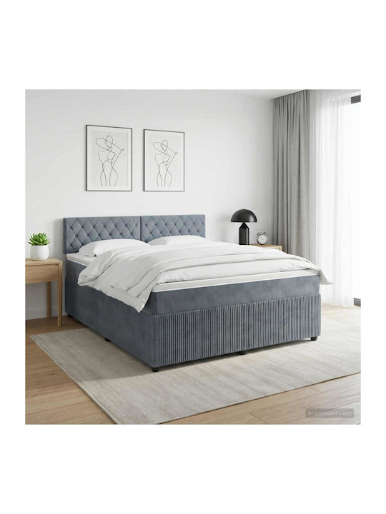 Doppelbett Mit Samt Dunkelgrau Mit Lattenrost &...