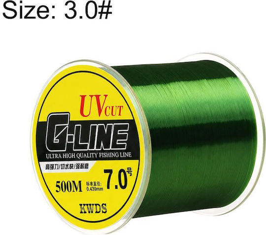 3.0# 500m High Strength Nylon Monofilament Main Fishing Line Green Waterweed