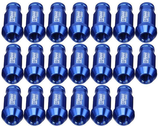 D1spec 20 Pieces Set Wheel Nuts M12 X 1.5 Racing Blue