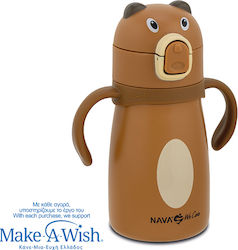 Nava Rostfreies Kinder Trinkflasche Thermos mit Stroh Braun 300ml Nava Rostfreies Kinder Trinkflasche Thermos mit Stroh Braun 300ml