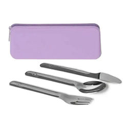 Citron Set de Tacâmuri pentru Bebeluși din Silicon cu Carcasă pentru 18+ Luni Violet 2 Buc Citron Set de Tacâmuri pentru Bebeluși din Silicon cu Carcasă pentru 18+ Luni Violet 2 Buc