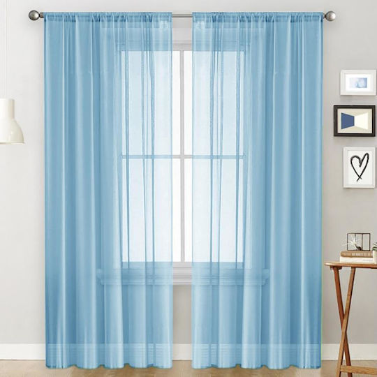 Curtain With Pencil Pleat Blue 106x213cm