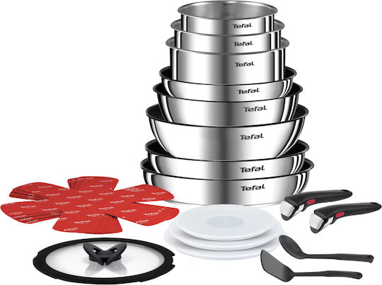 Tefal Ingenio Emotion Комплект съдове за готвене от Неръждаема стомана с Незалепващо Покритие 20 части