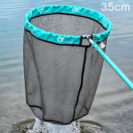 Teleskopisches Fischernetz Mit Großen Fischen Abdeckung Aluminiumlegierung Kopf Netz Tasche Aufbewahrung Rund Stil 35cm Blau