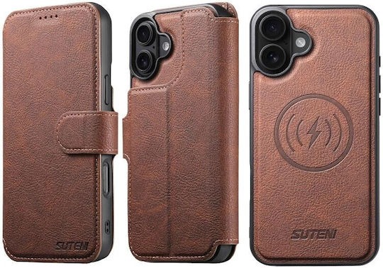 Suteni Q05 Magsafe Wallet Detachable Silicone Case Brown Apple Iphone 17